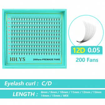 200pcs 12D 0.05mm Cluster Lashes Individual Lashes Lash Extensions Clusters Lashes Soft&Natural Invisible False Eyelashes Individual DIY Eyelashes Extension Premade Fans Volume Fans  At Home Eyelashes Individual Lashes