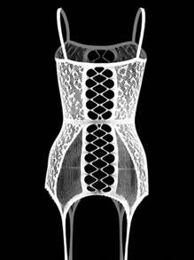 جوارب مشدودة جريئة مع تصميم ممزق، بفتحة خلفية وبودي ستوكينج شفاف غير قابل للانزلاق - أبيض - مشاهدة 3