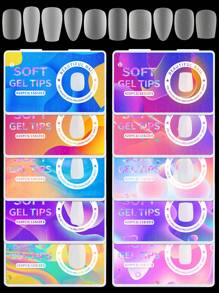 420Pcs/Box Matte Soft False Nails Full Transparent Almond Soak Off Gel Fake Nail Short T Shape Round Oval Capsule Tips Diy Press On Nails Nail Supplies Nails