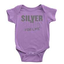 Silver And Black For Life Football Fan Infant One-Piece Romper Bodysuit And Toddler T-Shirt - Lavender - 查看 3