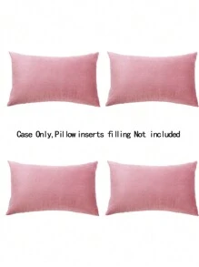 4pcs Modern And Comfortable Super Soft Short Plush Solid Color Pillowcase Set Without Filling For Home, Bedroom, Sofa Cushion Cover, Living Room, Bed Head, Etc. - Dusty Pink - View 3