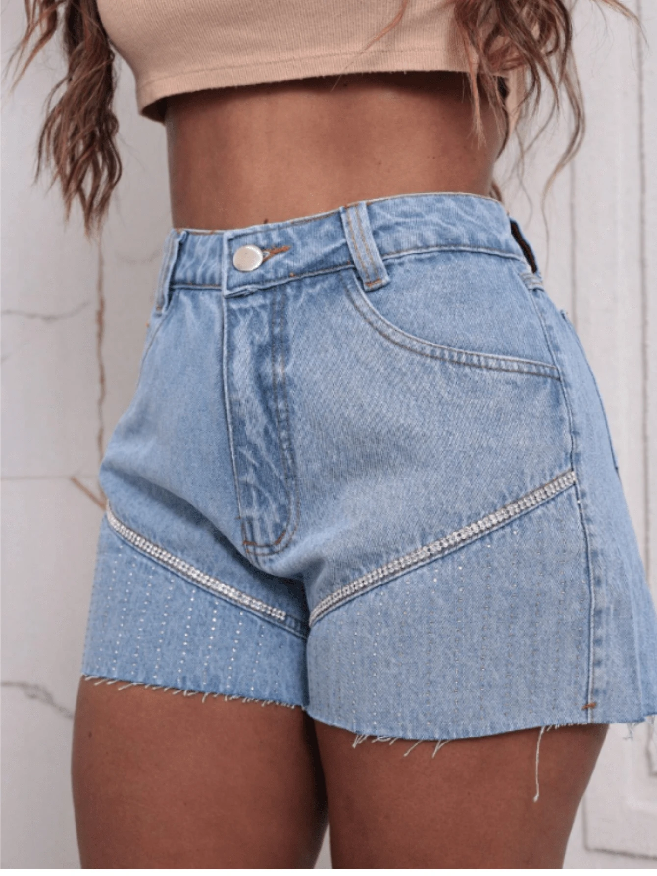 Women Denim Shorts - Rửa nhẹ - Xem 1