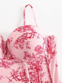 Maiô Modesto de Peça Única com Controle de Barriga, Traje de Banho Estilo Francês Retrô com Saia de Cobertura, Adequado para Férias, Praia, Spa de Verão