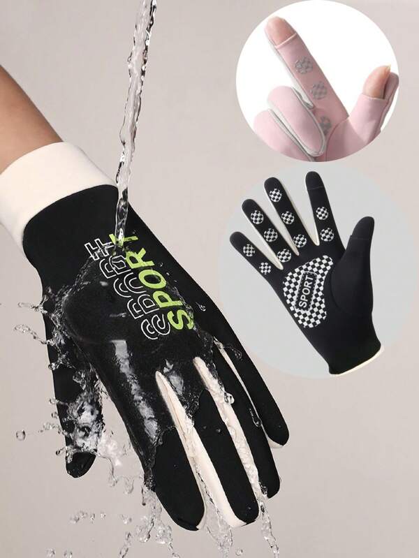 1 par de nuevos guantes de invierno para niños y niñas, guantes de motocicleta para tocar el frío, guantes masculinos para deportes al aire libre plus pelaje cálido para running y esquí