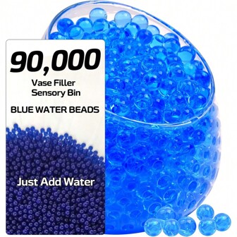 90, 000 Pcs Blue Gel Water Beads For Vases, Blue Gel Water Faux Pearls Vase Filler Beads For Vase, Wedding Centerpiece, Floral Arrangement Best Gifts Birthday Graduation