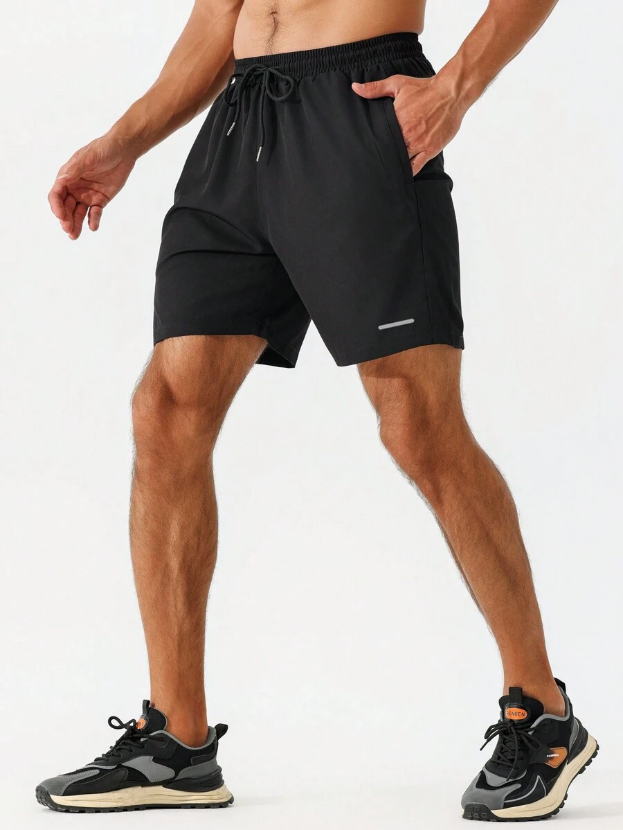 Quần short thể thao chạy bộ và thể hình lưới cho nam - màu đen - Xem 1