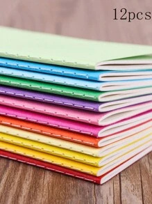 12PCS Wireless Binding Book Fresh And Simple Diary Student Notepad Color Notebook Multi-Piece Set - Multicolor - View 1