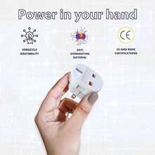 (1入) 香港UK 3孔插頭轉美國1-15R 2孔插座交流電源充電器轉換器，UK轉US旅行開關插座，美國US插頭2 pins可旋轉（白色） - 白色 - 查看 6