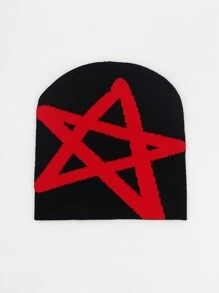 Pentagram Jacquard Knit Hat, Unisex Winter Warm Knitted Hat, SunnyFine Fiber Material, Knitted Hat For Casual And Cold Weather