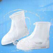 1 Pair Waterproof Shoe Covers, Anti-Slip PVC Galoshes Protective Covers, Suitable For Bicycle, Camping, Travel (Please Order 1 Size Up For Sneakers, 2 Sizes Up For Boots, Random Letter On Sole) - White - View 3