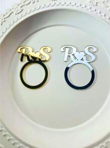 Personalized Napkin Ring Initials Custom Wedding Table Decor Acrylic Napkin Ring Place Holder Banquet Party Decor Ornamental Exquisite, Stylish, Contracted, Modern Custom, Personalized, Unique Ideal Gifts For Him Her, Boyfriend, Girlfriend, Dad, Mom, Family, Friends For Anniversaries, For Valentine's Day, For Mother's Day, For Birthdays, For Children's Day, For Father's Day, For Graduation, For Weddings - Multicolor - View 5