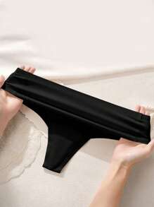 1pc Women's Black Yoga Pants With Built-In Latex Pad & Seamless Triangle Underwear, Anti-Emptied Design - Black - View 3