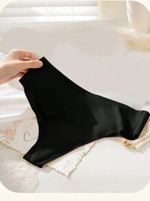 1pc Women's Black Yoga Pants With Built-In Latex Pad & Seamless Triangle Underwear, Anti-Emptied Design - Black - View 5