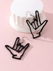 1pair Acrylic Rock And Roll Love Sign Fun Personalized Earrings Valentines