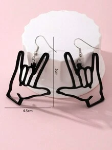 1pair Acrylic Rock And Roll Love Sign Fun Personalized Earrings Valentines