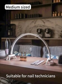 1 Crescent Shape Lamp Desktop Crescent Shape Nail Lamp Lighting Usb Power Supply 3 Color Temperatures Stepless Dimming Suitable For Personal Nail Fill Lighting Dressing Table Handmade Desk Bedside Table - White - View 10