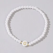 波希米亞風手工編織字母珠寶，假珍珠彈性鏈女士時尚飾品，夏季流行款 - ZZ-B23120921-F - 查看 7