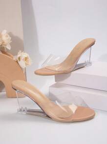 Women's Summer New Style High Heel Transparent Clear Wedge Sandals, Fashionable Crystal Heel Jelly Sandals
