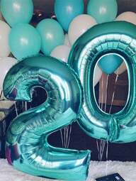 1pc 34-Inch Gradient Aluminum Foil Number Balloon, Helium Supported, White Fresh-Looking Aluminum Film Digital Birthday Party Balloon, Scene Decoration And Photography Prop, Christmas