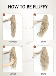 18 Zoll Schraubenclip Pferdeschwanz-Verlängerung Welliger Lockiger Schraubenclip Pferdeschwanz Haarverlängerungen Natürlicher Falscher Pferdeschwanz Synthetischer Haarteil Für Frauen (Golden Blond mit Highlights)