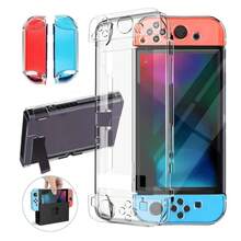 Carcasa transparente para Switch/Switch Lite/Switch OLED, carcasa transparente compatible con Switch OLED y controlador Joycon, carcasa con agarre cómodo, diseño de absorción de impactos y antiarañazos, que también permite almacenar y cargar la consola conectada al dock. - color transparente 1 - Ver 6