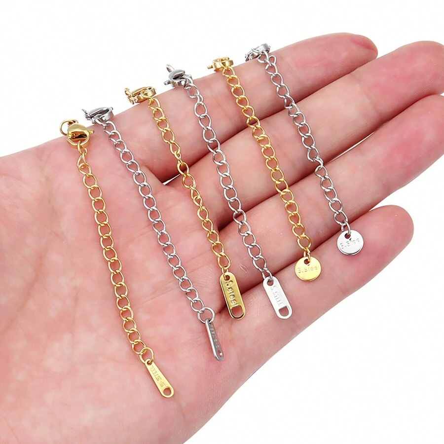Dây chuyền mở rộng vòng cổ bằng bạc mạ vàng bằng thép không gỉ, Chuỗi mở rộng vòng tay, Thích hợp cho vòng tay và vòng chân, được sử dụng để làm đồ trang sức tự làm - Nhiều màu - Xem 1