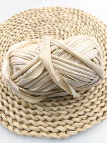 1pc Colorful Beige DIY Metallic Luminous Faux Leather Soft Braided Cloth Ribbon Thread For Handmade Bags, Toys & Crafts - Beige - View 4