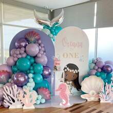 119pcs/Set Mermaid Theme Balloon Package For Festival Decoration, Shell Mini Foil Balloon For Birthday Party Background, Christmas