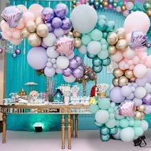 119pcs/Set Mermaid Theme Balloon Package For Festival Decoration, Shell Mini Foil Balloon For Birthday Party Background, Christmas