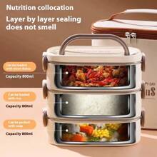 1pc/1set, 304 Stainless Steel Material Rectangular Lunch Box, Three/Two/Single Lunch Box. Includes Matching Thermal Bag, Tableware. Can Be Used For Microwave Heating, Removable, Easy To Clean, Easy To Carry, Large Capacity Bento Box. Suitable For Individuals, Students, Office Workers.,Kitchen,Christmas Gift,School Supplies - Multicolor - View 7