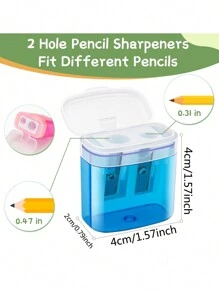 4pcs/8pcs/12pcs/24pcs Double Holes Manual Pencil Sharpener, With Cover, Portable Stationery For Office And School, 4-Color Set Back To School - Multicolor - View 2