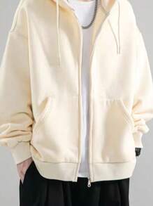 Men Plus Size Hoodies - 米色 - 查看 2