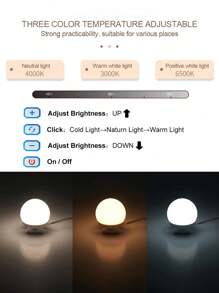 1 Set Of 6/10/12/14 USB Powered Makeup Mirror Lights - Dimmable 3-Color LED Lights (Cool White/Warm Yellow/Neutral), Suitable For Vanity Mirror Lights, Great For Bars, Dressing Rooms, Bedrooms, Live Streaming Studios And Other Entertainment Spaces - Multicolor - View 6