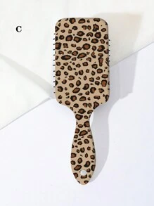 1 Pente Escova para Couro Cabeludo Massageador de Tamanho Grande com Estampa de Leopardo, Almofada de Ar Suave para Cabelos Cacheados, Dia dos Namorados