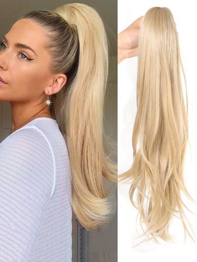 Synthetic Claw Clip In Ponytail Hair Extensions Hairpiece 14" Fake Blonde Black Hair Wavy False Pigtail With Elastic Band Horse Tail