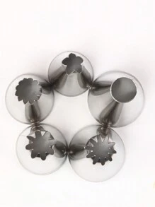 5件套大号裱花嘴套装，不锈钢蛋糕装饰嘴，糕点烘焙裱花嘴，适用于饼干、纸杯蛋糕装饰 - 銀色 - 查看 5