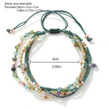 Bộ sưu tập vòng tay đính cườm Bohemian Artisan - Đá tự nhiên, thủ công, có thể điều chỉnh, quà tặng đa năng - Nhiều màu - Xem 6
