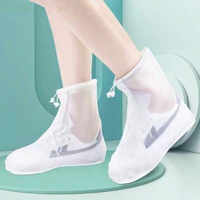 1 Pair Waterproof Shoe Covers, Anti-Slip PVC Galoshes Protective Covers, Suitable For Bicycle, Camping, Travel (Please Order 1 Size Up For Sneakers, 2 Sizes Up For Boots, Random Letter On Sole)