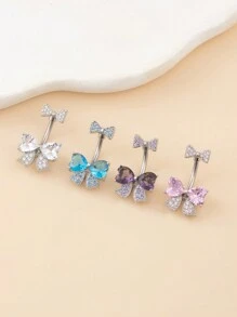 1pc Butterfly Shaped Cubic Zirconia Navel Ring - a belly button ring - View 12