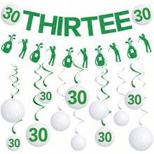 14入組高爾夫派對裝飾，3款高爾夫主題裝飾，Let's Partee/40th/60th生日派對裝飾，高爾夫橫幅迷你高爾夫掛旋轉裝飾，高爾夫生日派對裝飾男士單身派對裝飾 - 彩色 - 查看 12