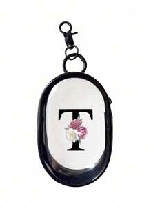 1pc-Black Portable Mini Transparent Zipper Storage Bag, Multifunctional Jewelry Storage Bag For Earphones, Charger Case, Keychain, Ring, Transparent Travel Accessories Bag, Transparent Storage Bag With Keychain, Convenient For Carrying Makeup Mirror, Earphones, Data And Charging Cables, Waterproof, Lightweight, Suitable For Girls, Students And Boys, Suitable For Storing Small Items, Data Cable Storage Bag, Bracelet Bag, Cosmetic Bag - Black - View 24