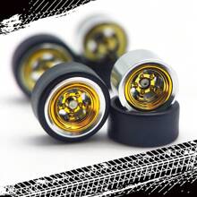 Kicarmod Ruedas 1/64 para modelo de auto con llantas de goma y aros de metal de piezas de repuesto de electro..platación de la serie True Rider de cultura de auto premium, accesorios de detalle de material de metal y goma para modificación de colección de modelos de jugadores - Multicolor - Ver 11