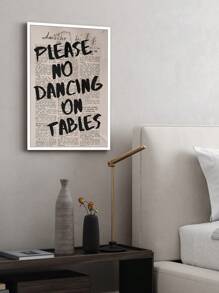 Vintage 70s Art 'Please Don't Dance On The Table' Poster, Black & White Retro Aesthetic Wall Art, Psychedelic Printed Canvas Poster For Preppy Home Living Room & Bedroom Decor - Black - View 3