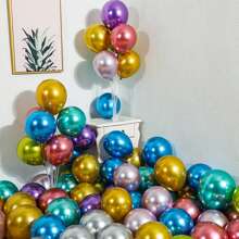 50/20/100 piezas de globos metalizados de 5 pulgadas en colores mezclados de oro, plateado, azul y morado para la decoración de fiestas de bodas y cumpleaños - Azul - Ver 6