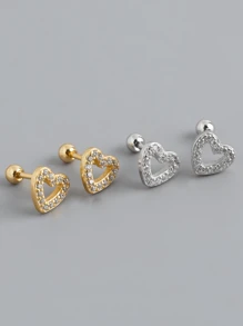 1對925純銀優雅心形鑽石耳釘，適用為青少女生日禮物 - Nano Coating 2600in - 查看 10