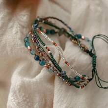 Bộ sưu tập vòng tay đính cườm Bohemian Artisan - Đá tự nhiên, thủ công, có thể điều chỉnh, quà tặng đa năng - Nhiều màu - Xem 4