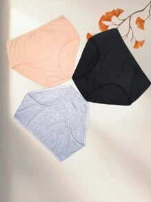 6 peças pacote Plus Size Calcinha Respirável de Cor Sólida