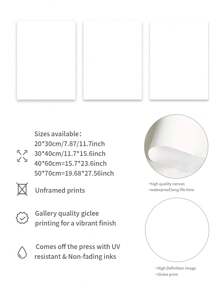 3入組米色植物畫布裝飾畫，無框現代海報，適用於客廳，家居牆壁裝飾 - 彩色 - 查看 4