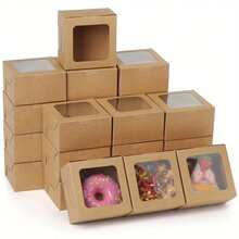 25pcs Gift Packaging Box White Bakery Boxes With Window, 4x4x2.5 Inches, Cookie Boxes, Small Treat Boxes, Mini Cake Boxes For Dessert, Macarons, Chocolates, Pastry And Baked GoodsCreative Gift For Back To School, Birthday - Multicolor - View 5