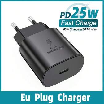 25W Phone Super Fast Charger Block For Galaxy S24 Ultra/S23/S22/S21/S20/S20/Apple 15/15 Plus/15 Pro/15 Pro Max, USB-C Super Fast Charger For Z Fold 5/Z Fild 5, Galaxy Tab S8/S8+/S7/S7+,For Oppo Vivo Charger,European Standard PD 25W Fast Charging Charger Head, Suitable For Various Mobile Phones